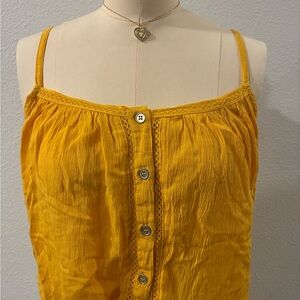 Guess Mustard Button-Down Crop Top